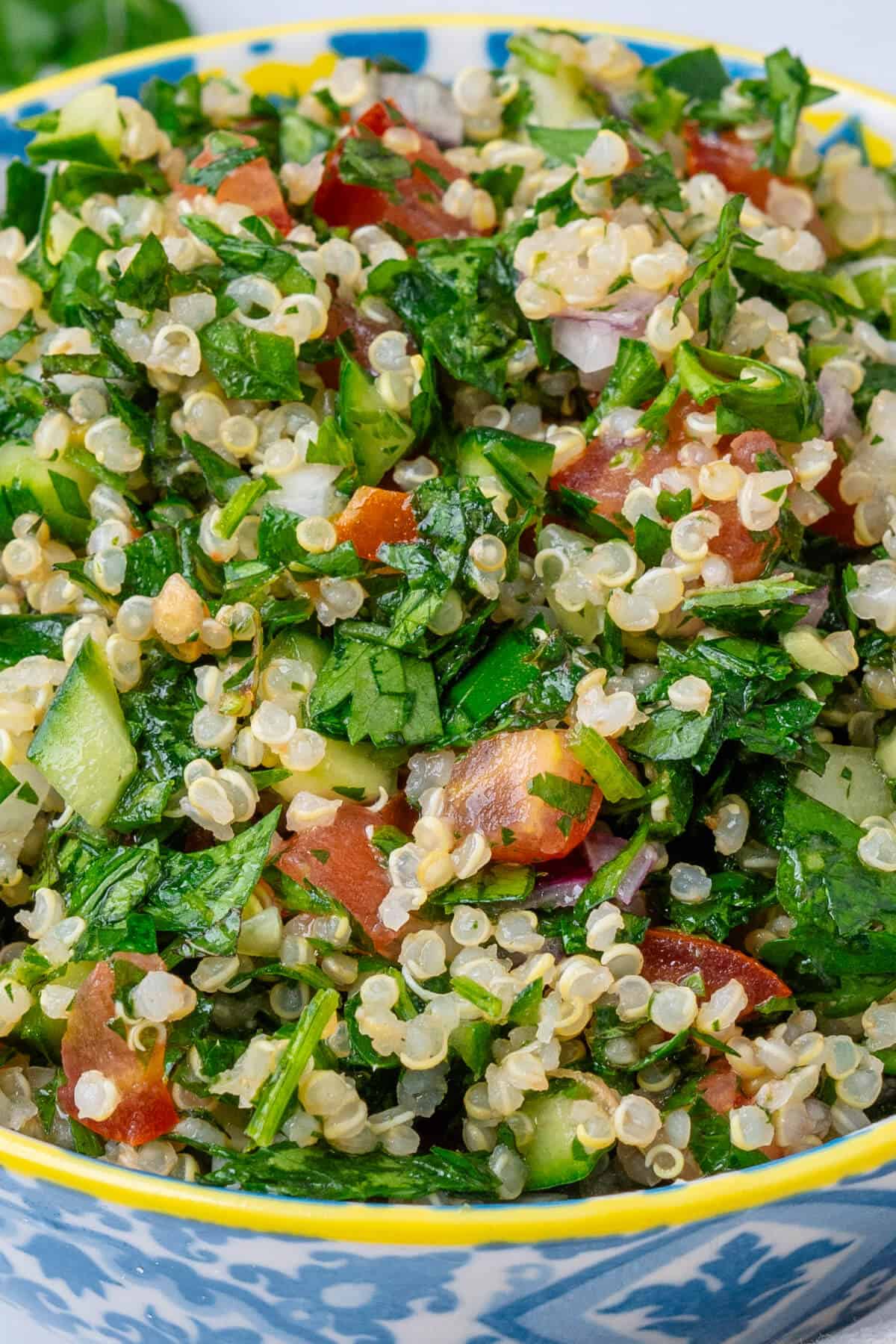 Close up of Quinoa Tabbouleh in a bowl