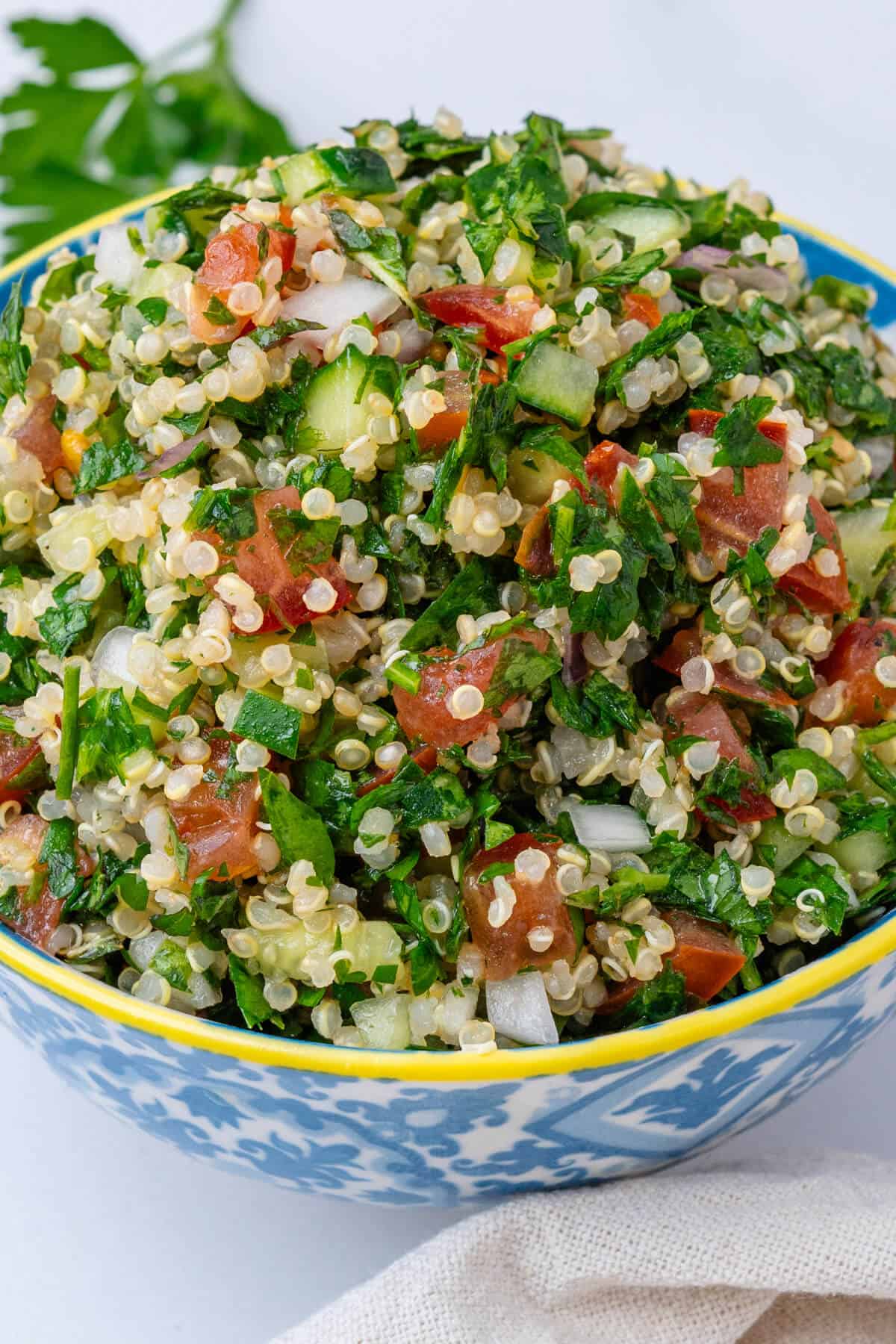 Quinoa with tabbouleh in a salad bowl