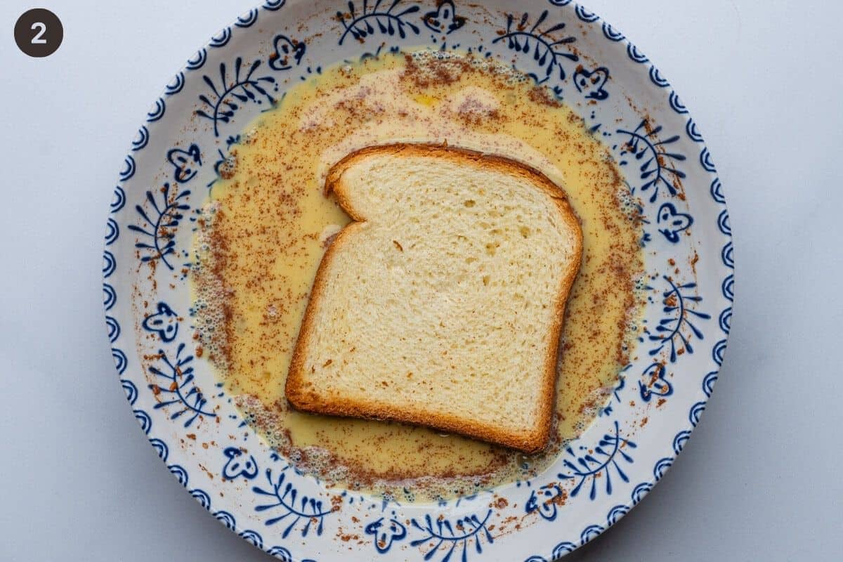 Brioche toast soaked in egg mixture