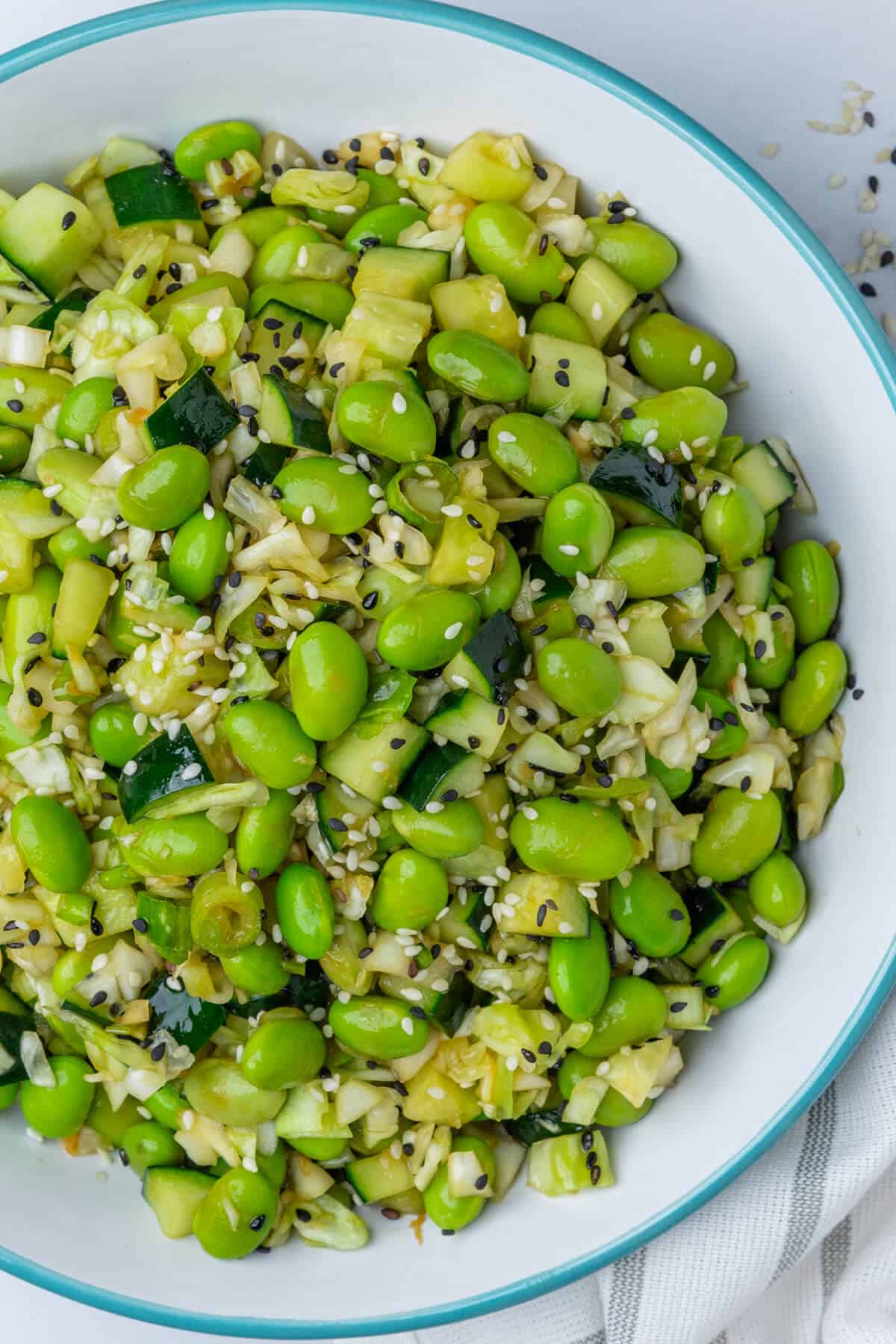 Edamame salad with sesame seeds