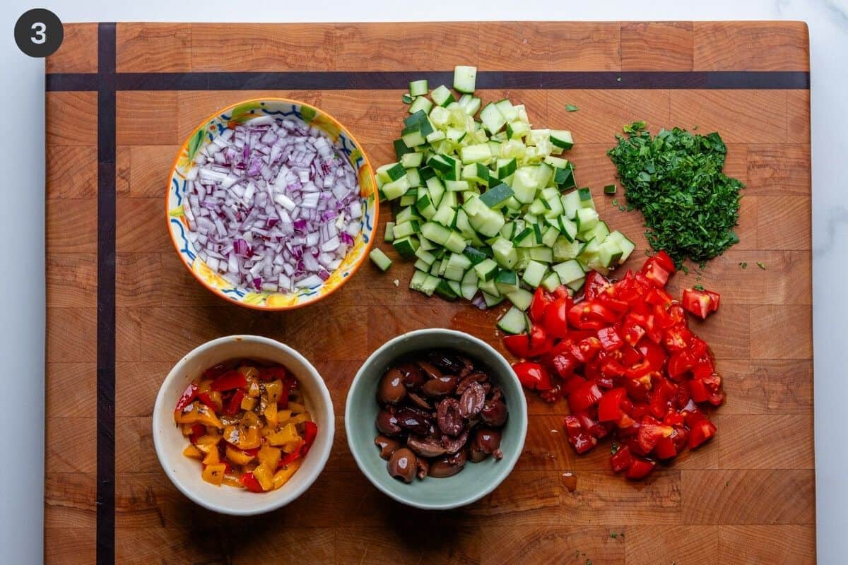 Ingredients chopped on a cutting board