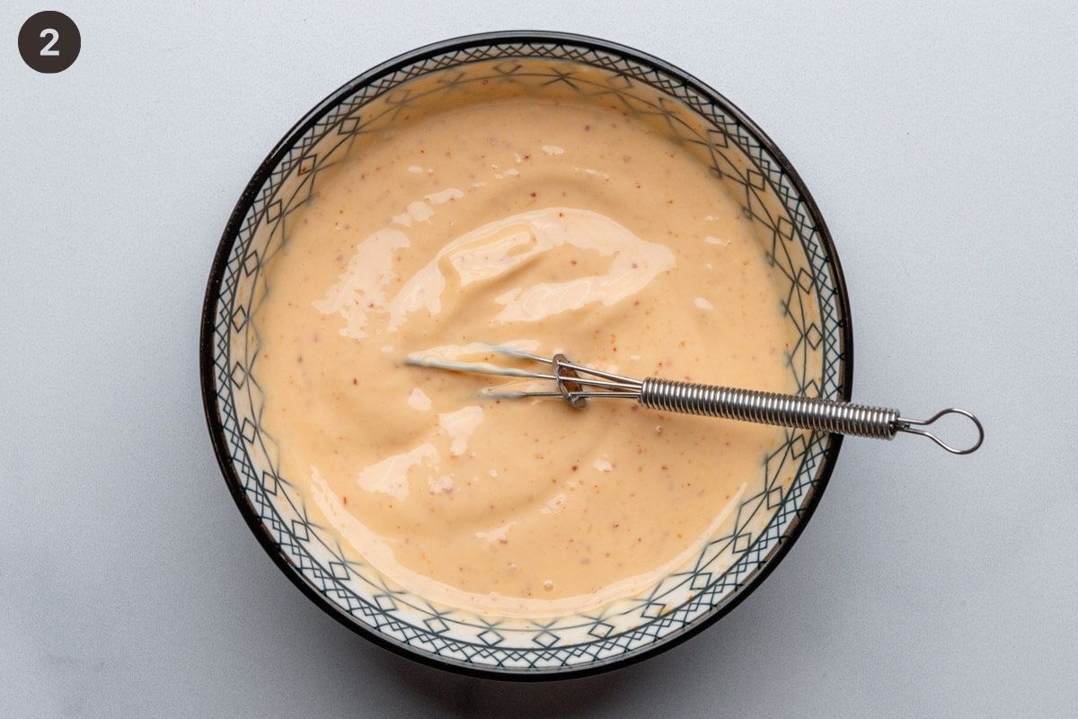 Aioli mixed with a whisk