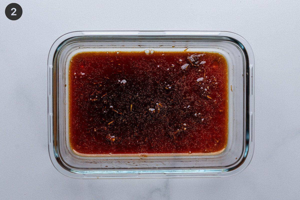 Marinade made in a glass container