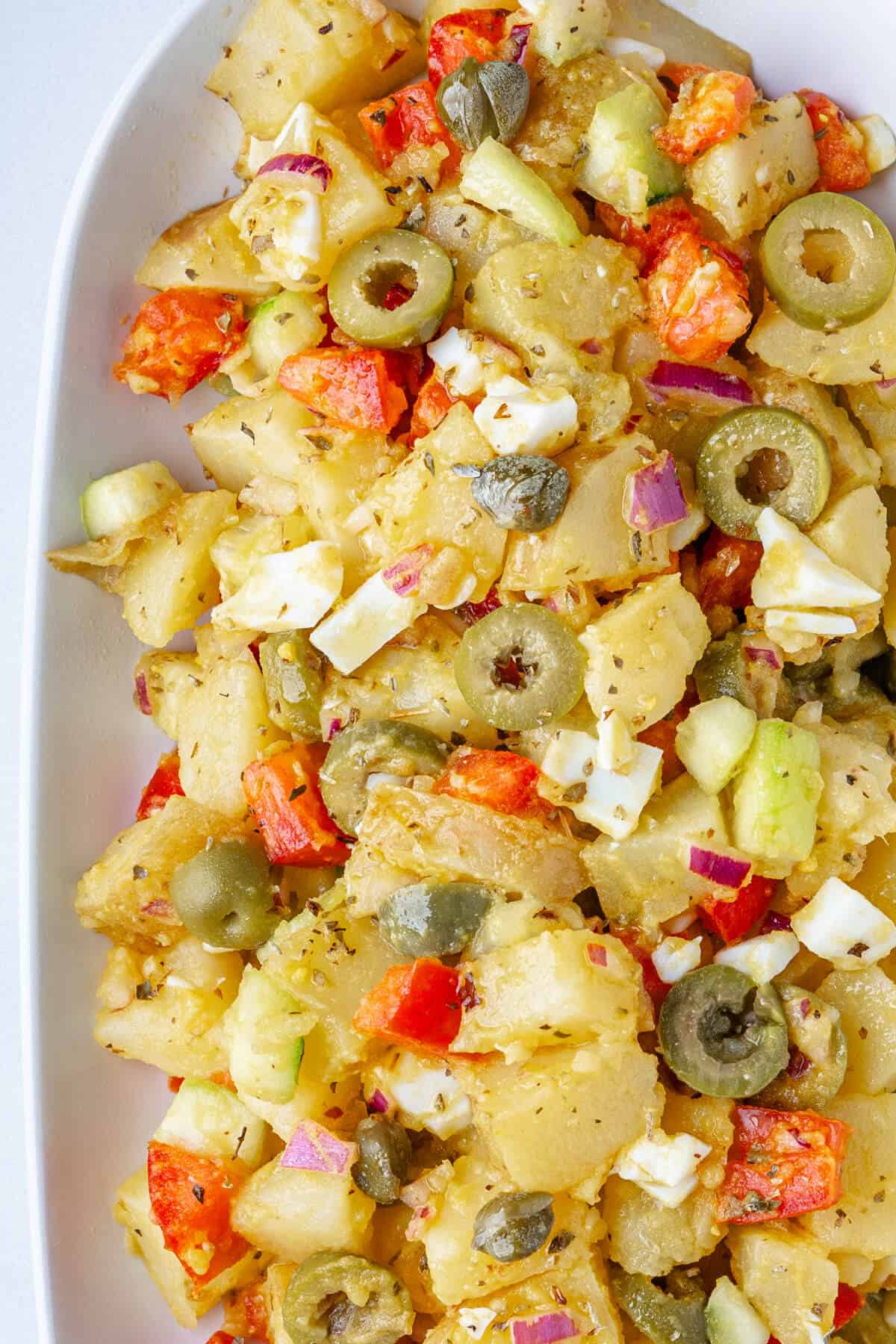 Italian potato salad on a dish