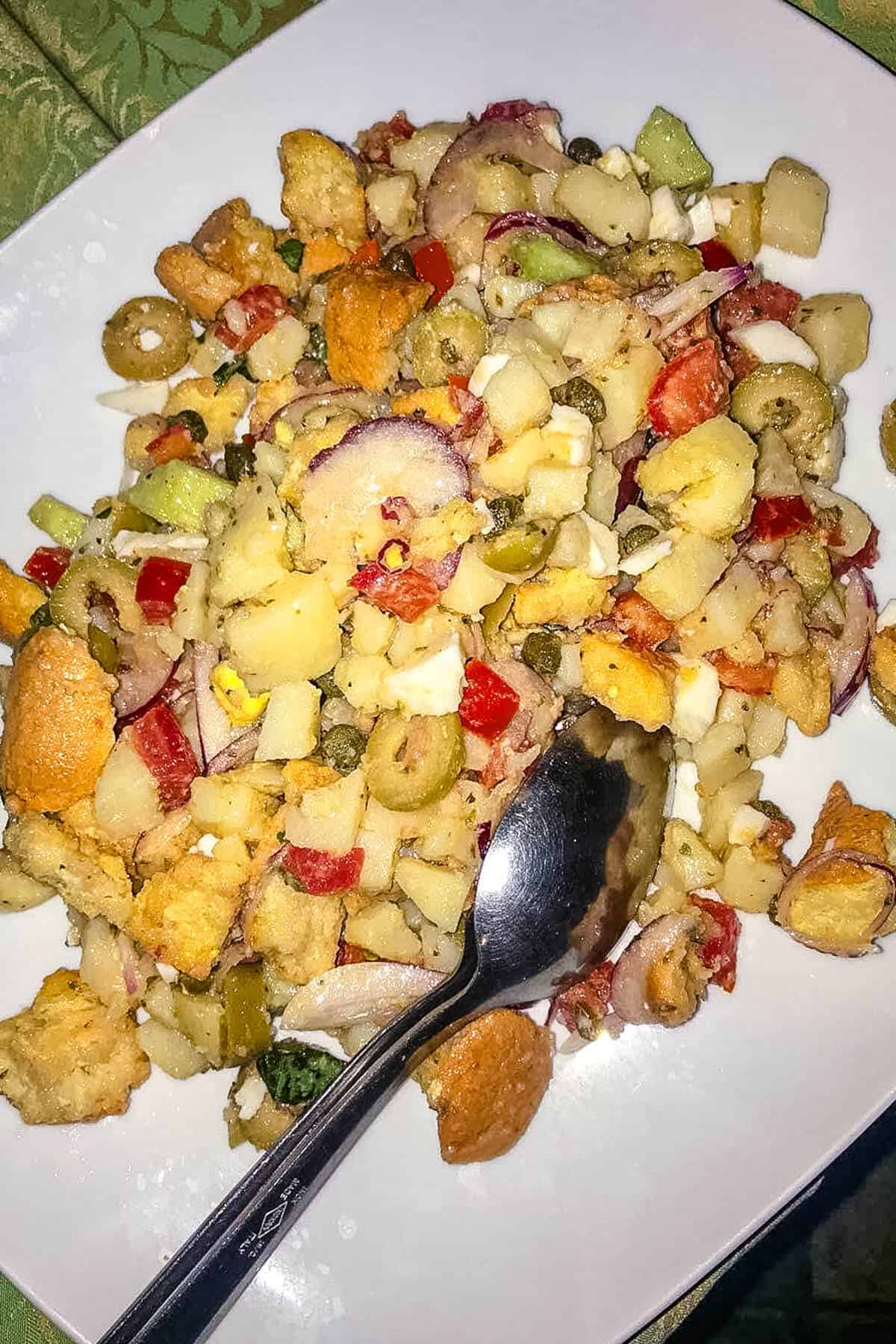 Sicilian potato salad in a restaurant