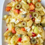 Italian potato salad in a dish