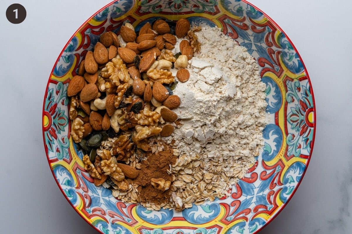 Dry ingredients in a large bowl