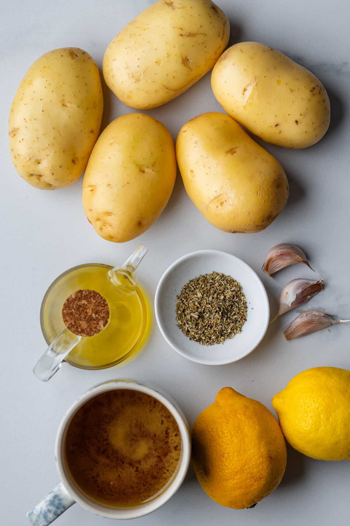 Ingredients used to make Greek lemon potatoes