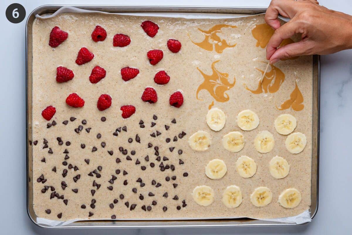 Toppings added to pancake batter