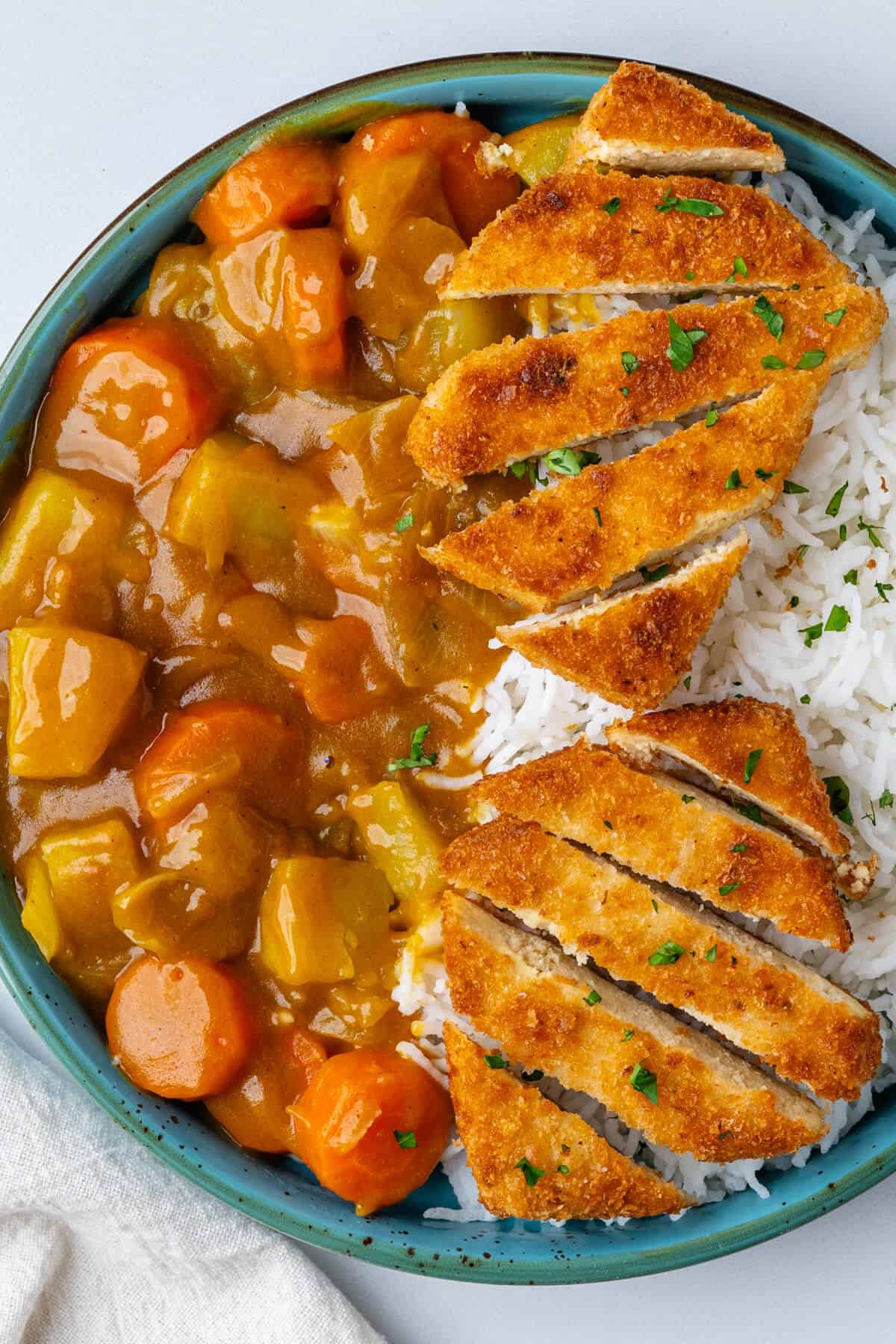 Katsu curry with tofu and rice