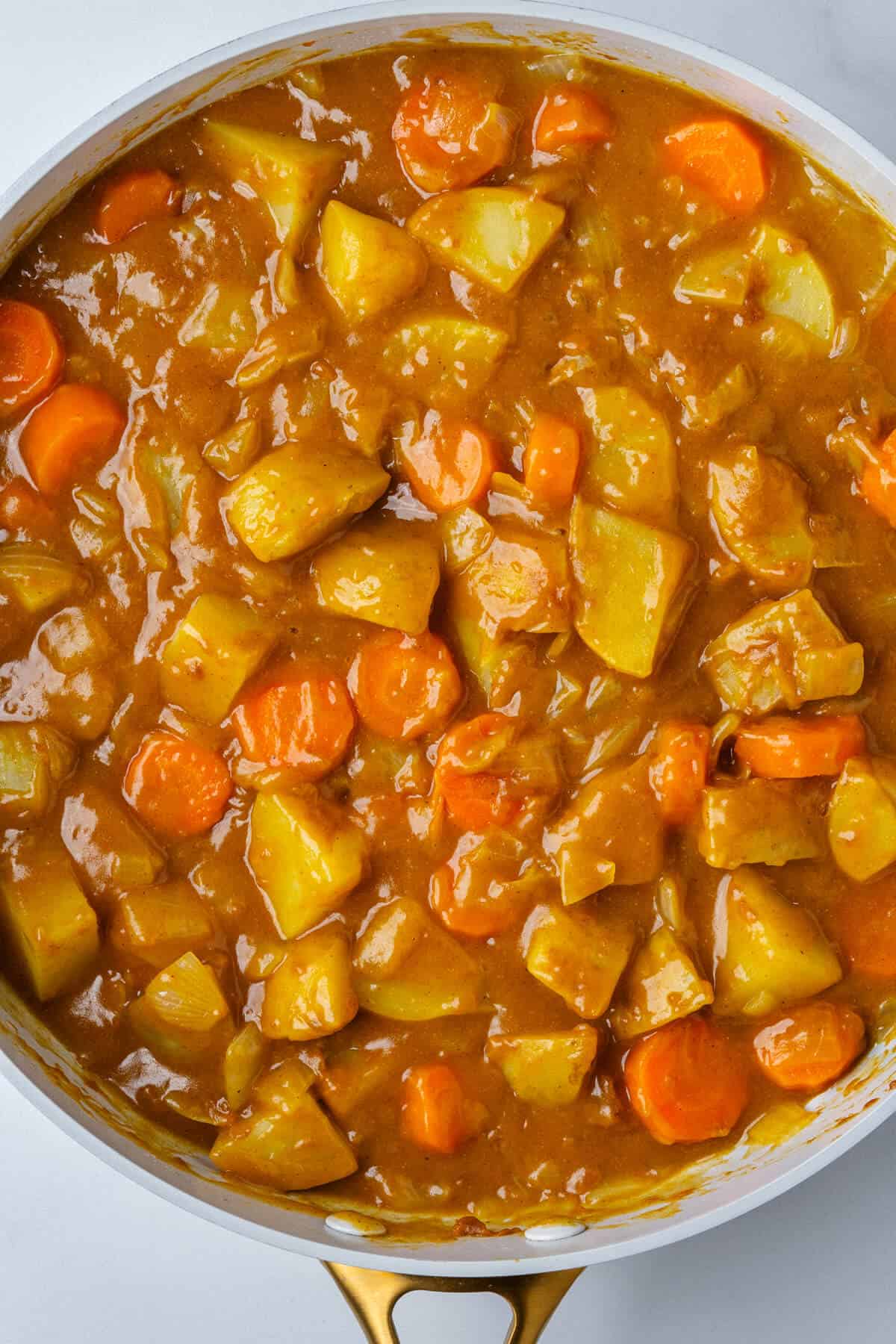 Large pan of katsu curry