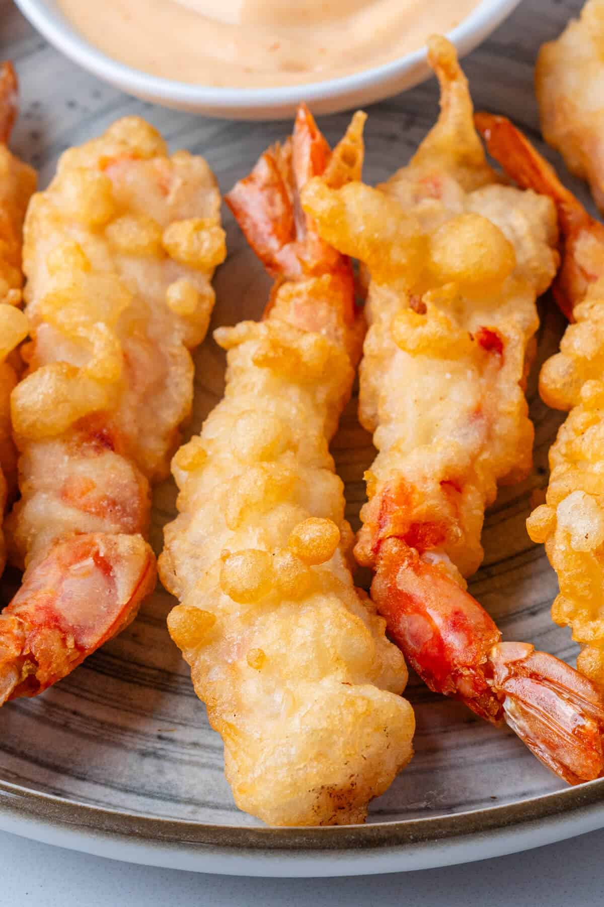 Golden crispy tempura on a plate