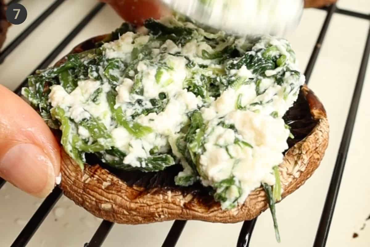 Filling mixture added to the top of a mushroom