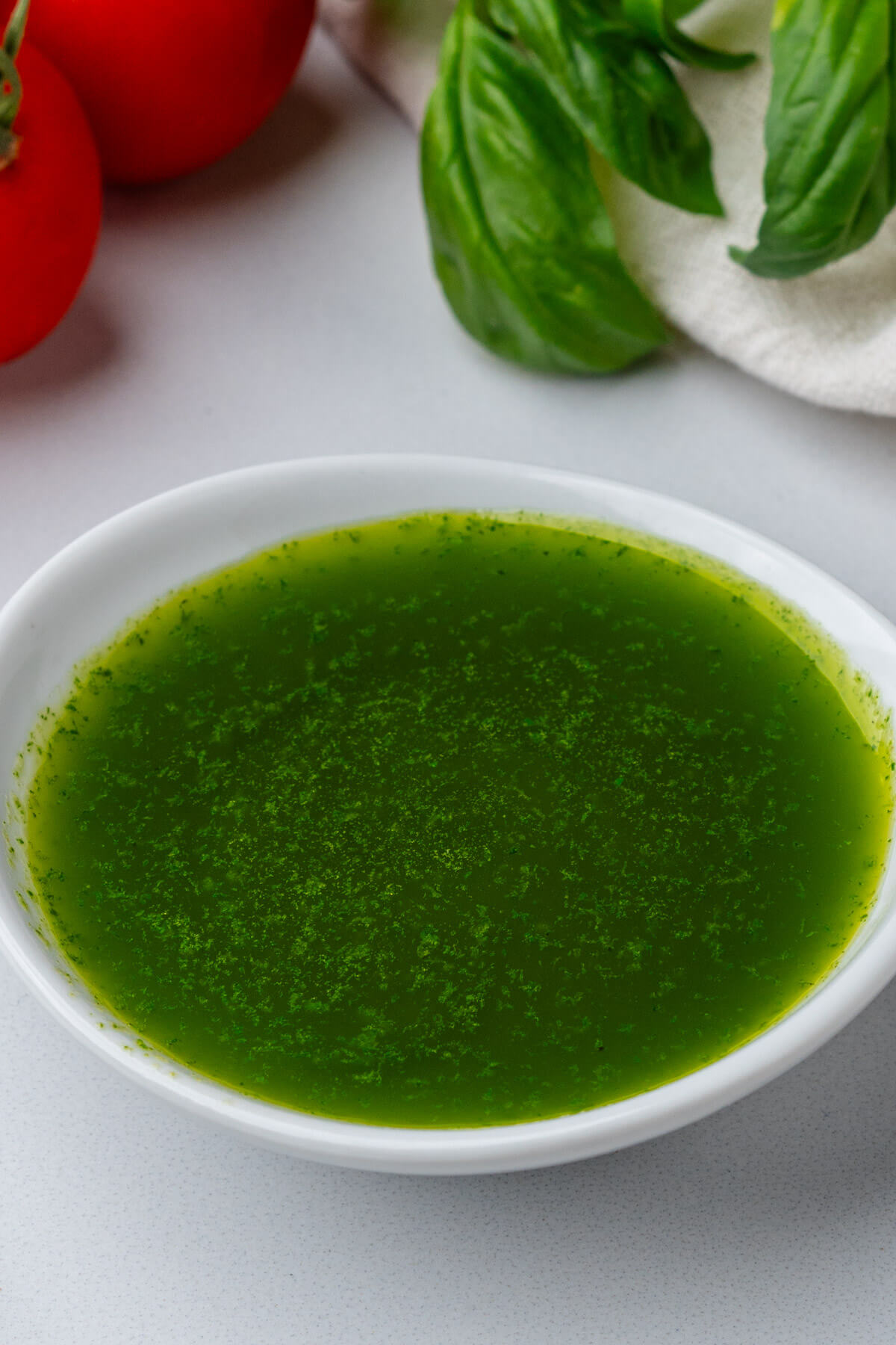 Ramekin of basil oil