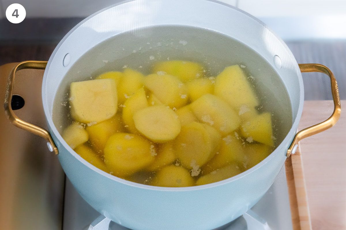 Potatoes being boiled in a big pot