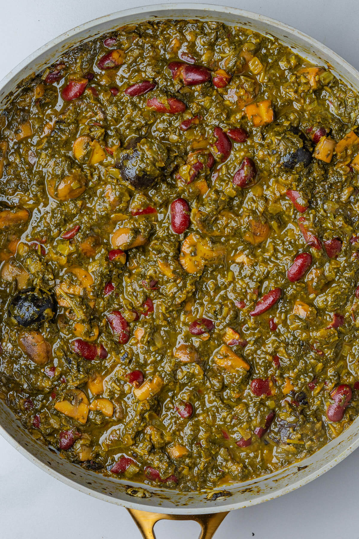 Ghormeh Sabzi in a large pan