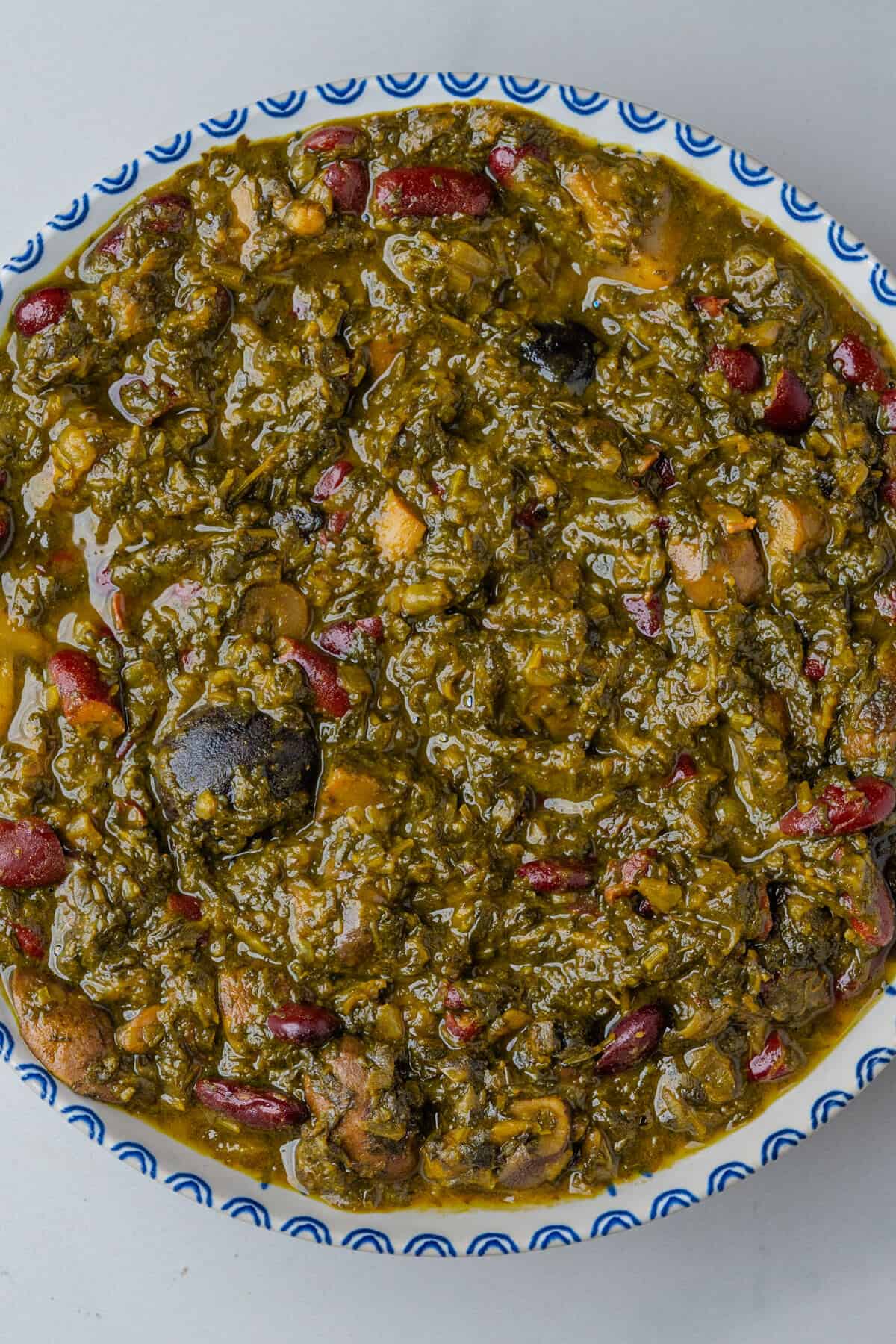 Ghormeh Sabzi served in a bowl