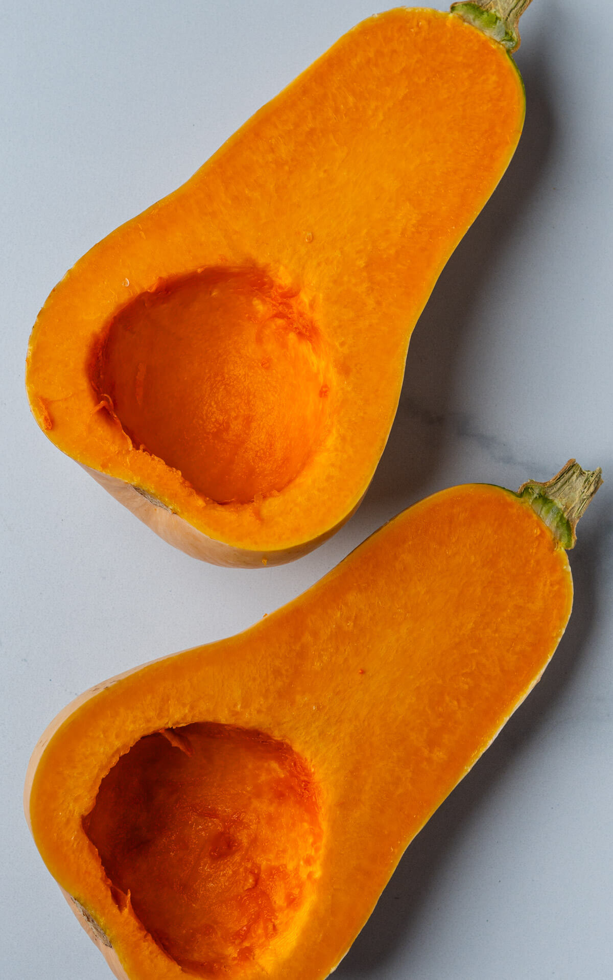 Butternut squash cut in half