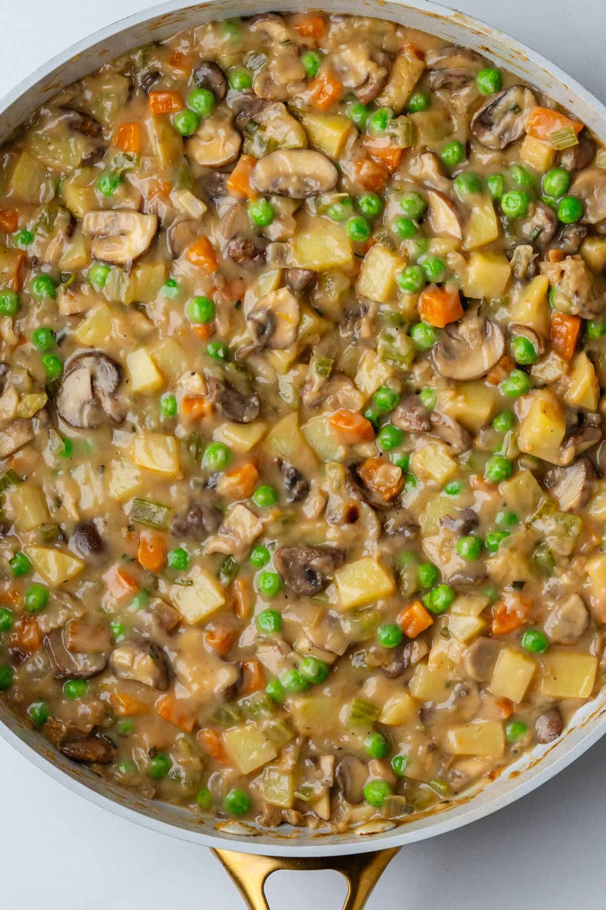 Pie filling in a large pan cooling down