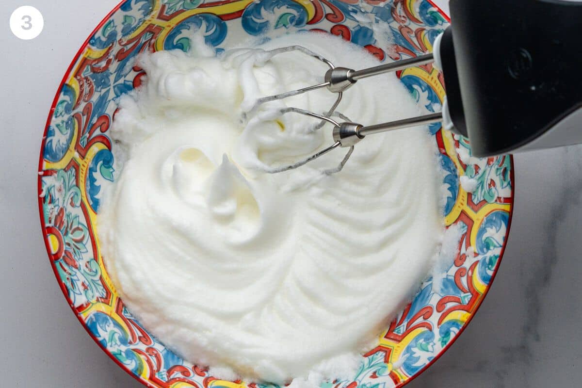 Egg whites whipped with an electric mixer