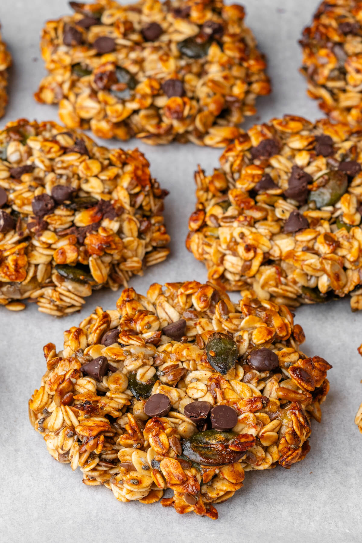 Breakfast cookies resting on a baking tray