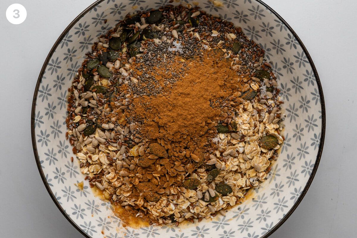 Dry ingredients added to large mixing bowl