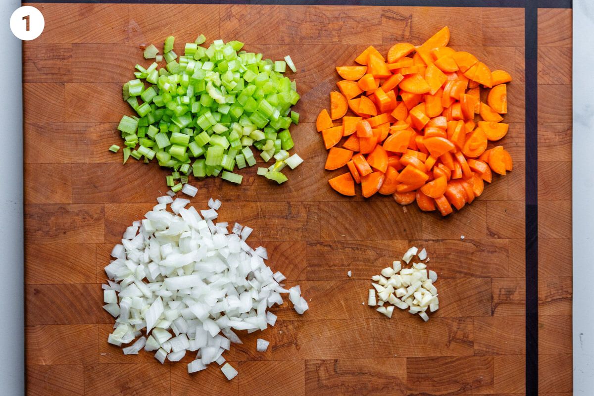 Ingredients chopped on a cutting board