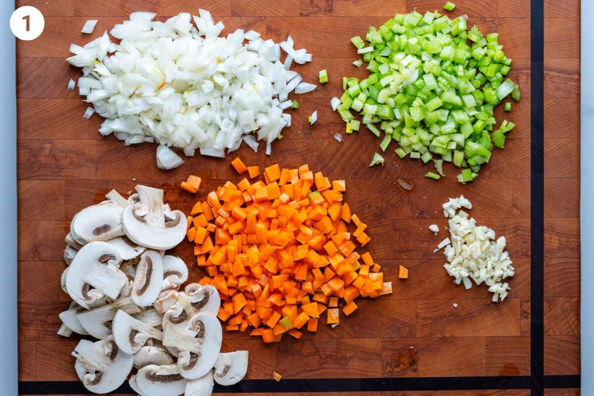 Ingredients chopped on a cutting board