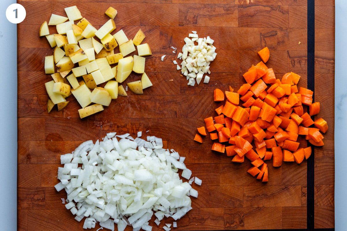 Ingredients chopped on a cutting board