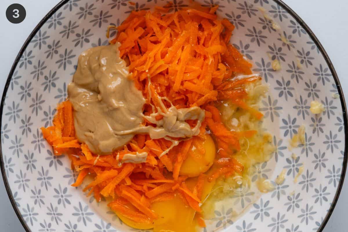 Wet ingredients add to a large bowl