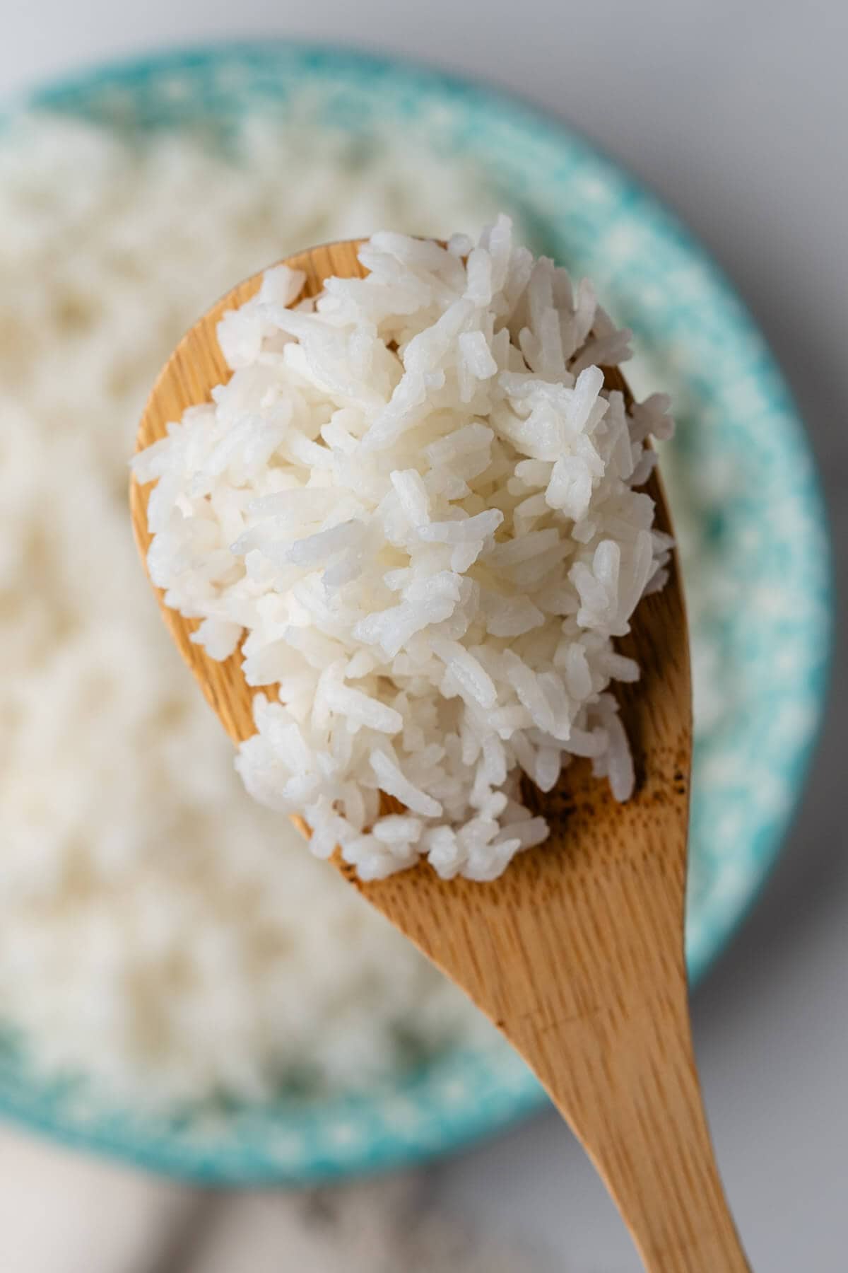 Close up of spoon with jasmine rice