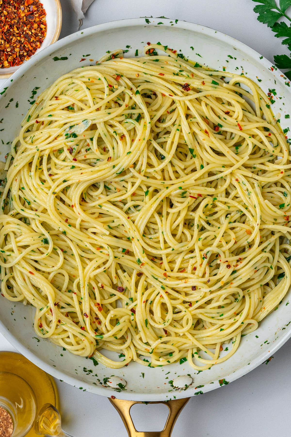 Pasta on a large pan