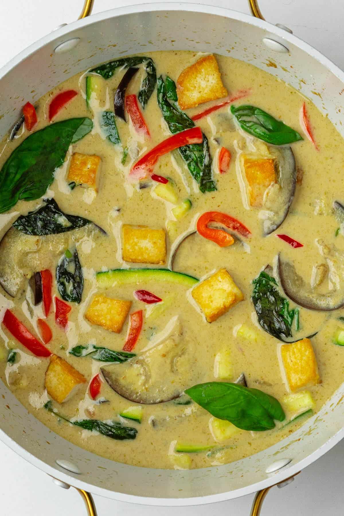 Large pot of thai green curry