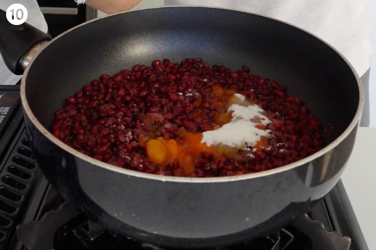 Barberries cooked down with saffron water, sugar and olive oil