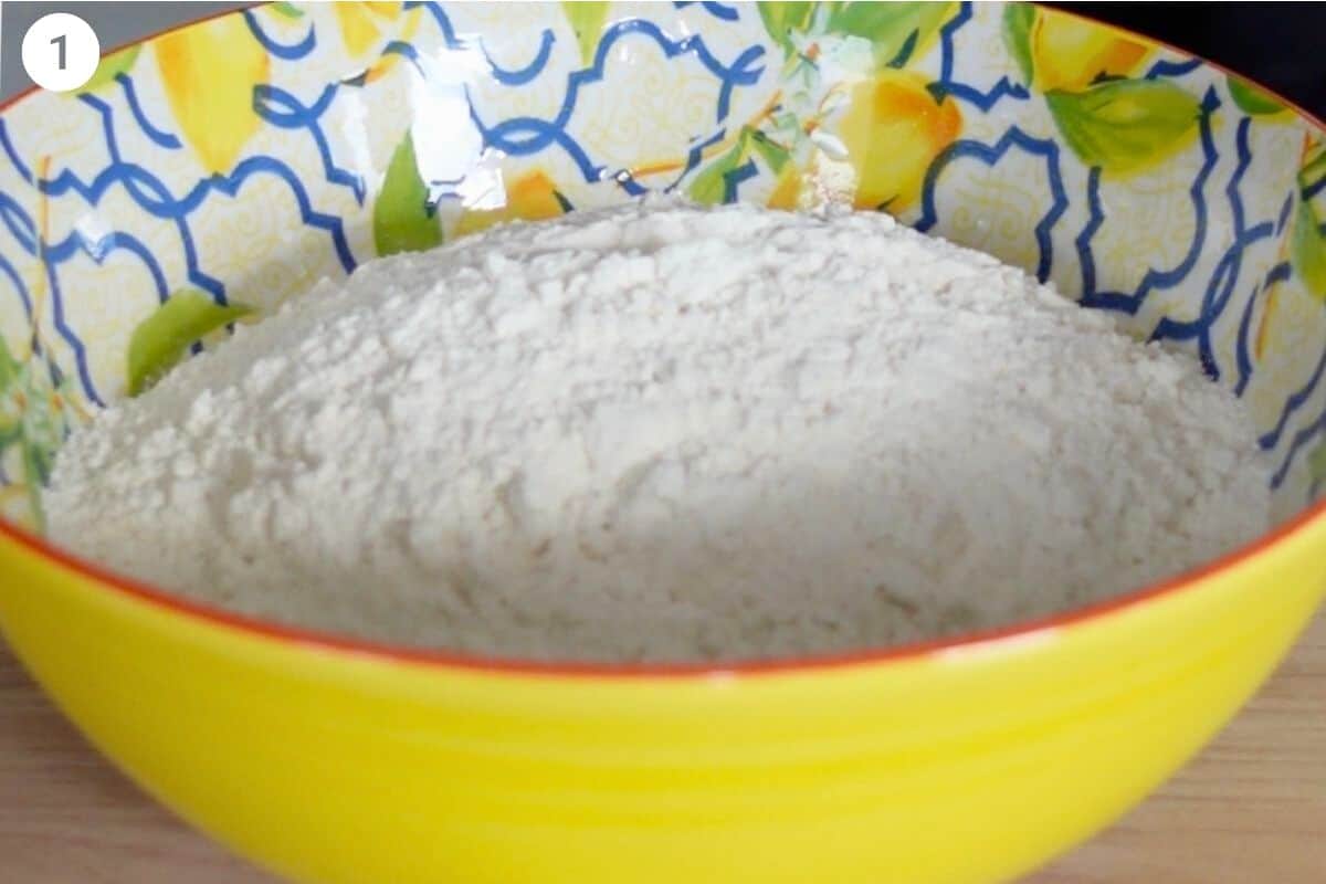 Flour and salt in a large bowl