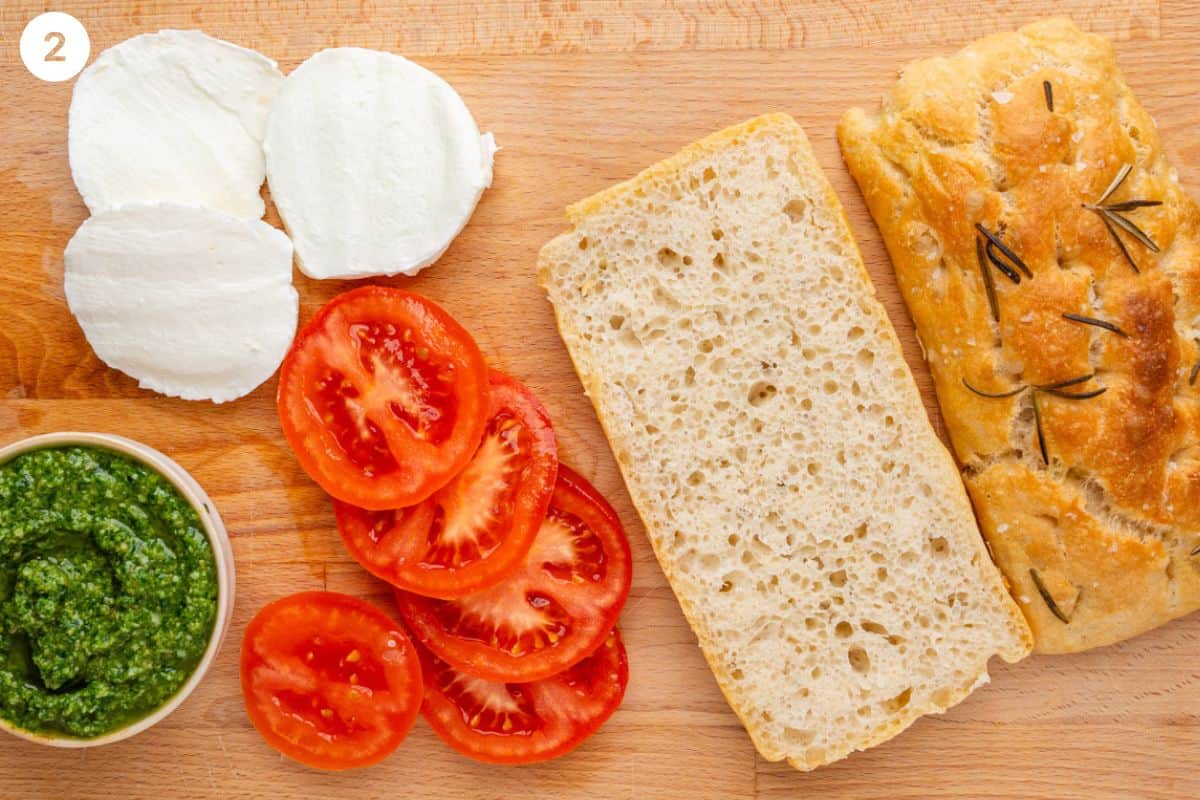 Ingredients being prepared on a cutting board