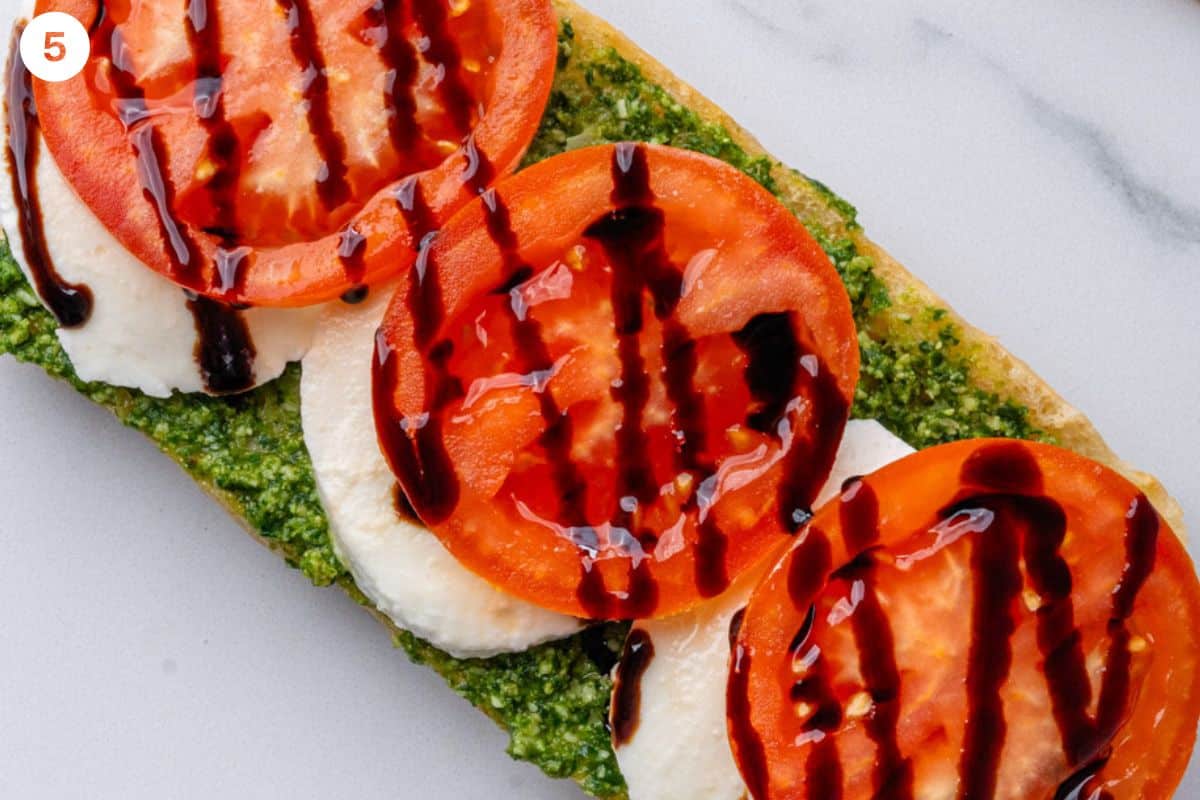 Balsamic glaze added on top to finish off the sandwich