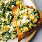 Spinach and eggs on a plate with toast