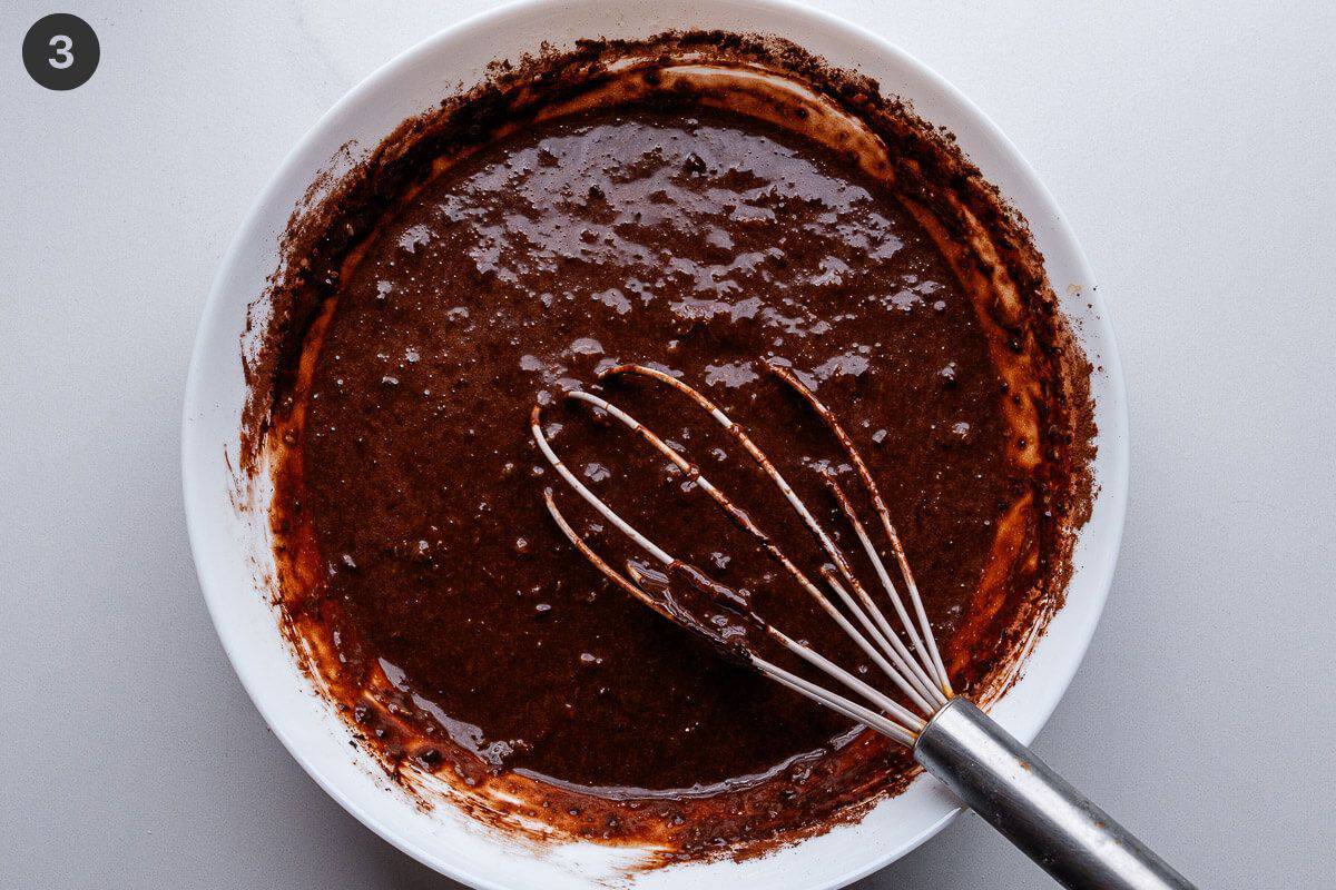 Cacao added to wet ingredients