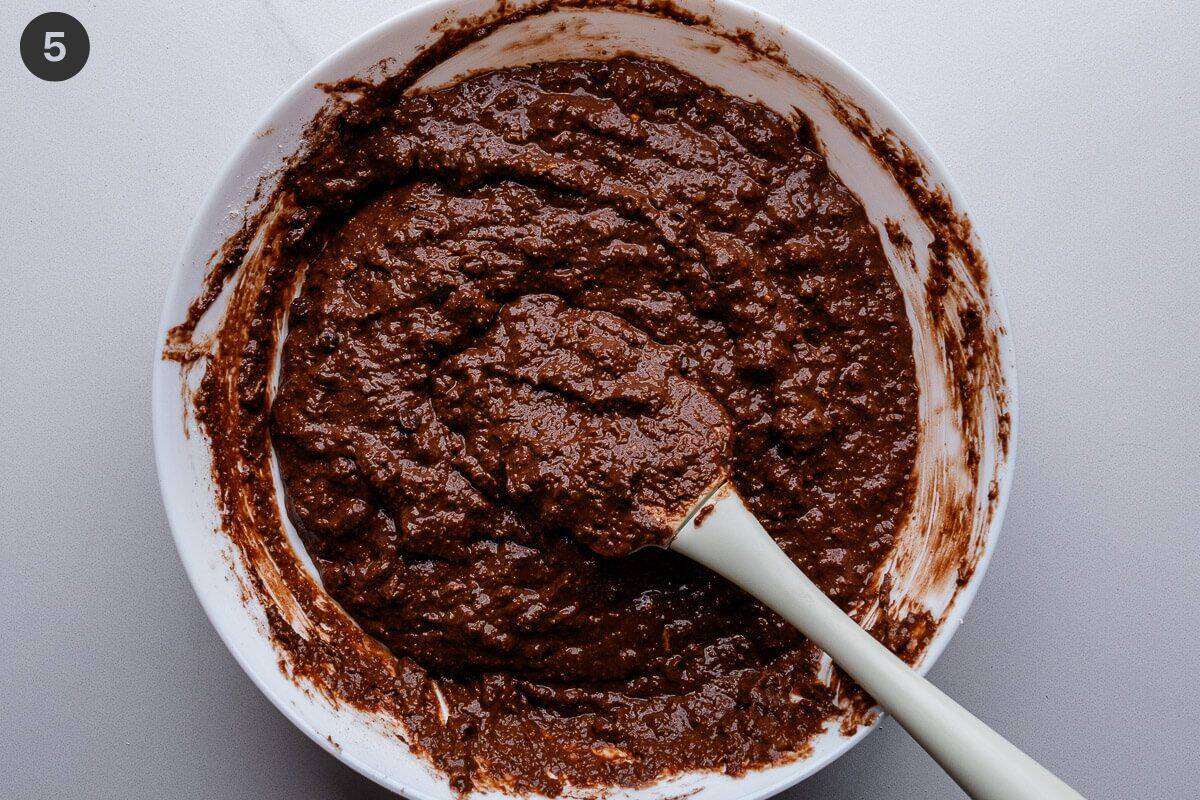 Oat flour combined with wet ingredients