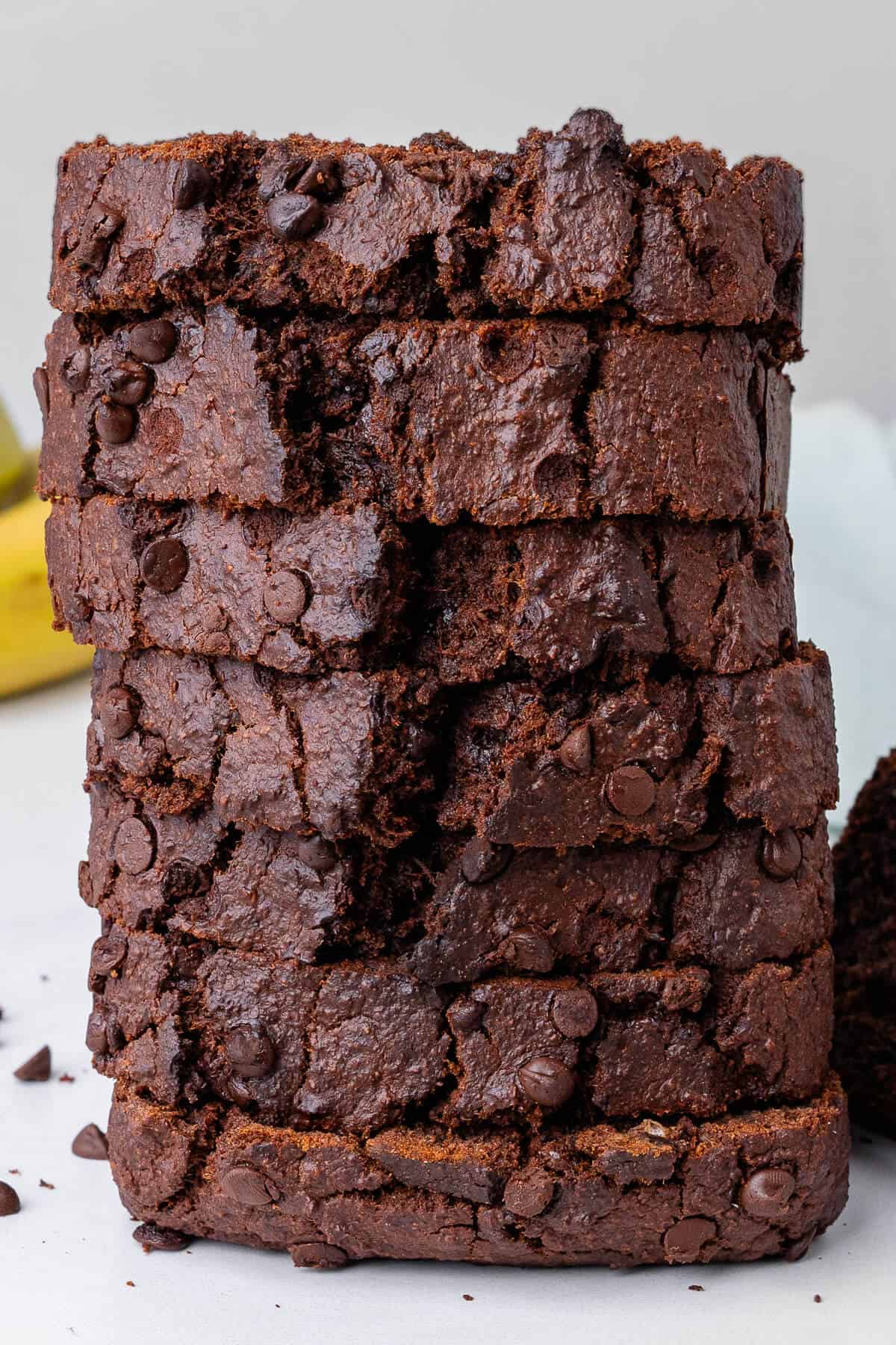 Stack of bread slices which cacao and choc chips