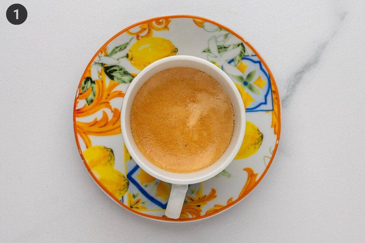 Espresso coffee in a coffee cup