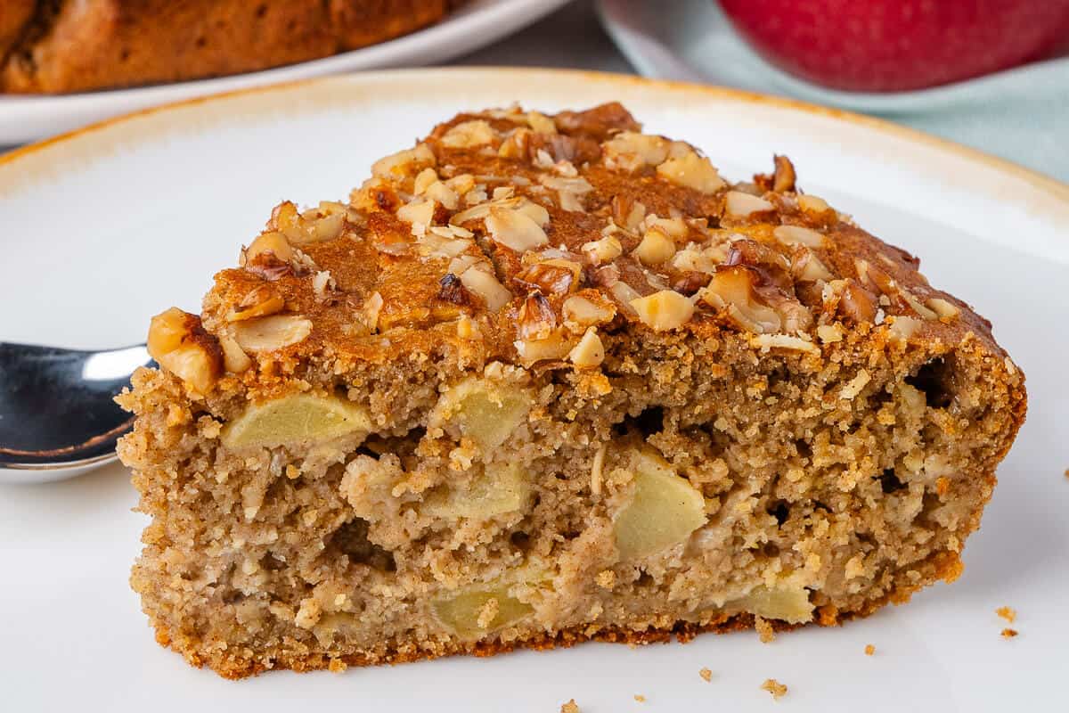 Close up of piece of cake on a plate