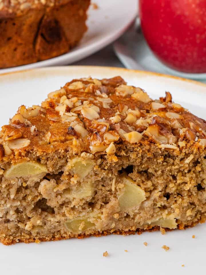 Piece of apple cake on a plate