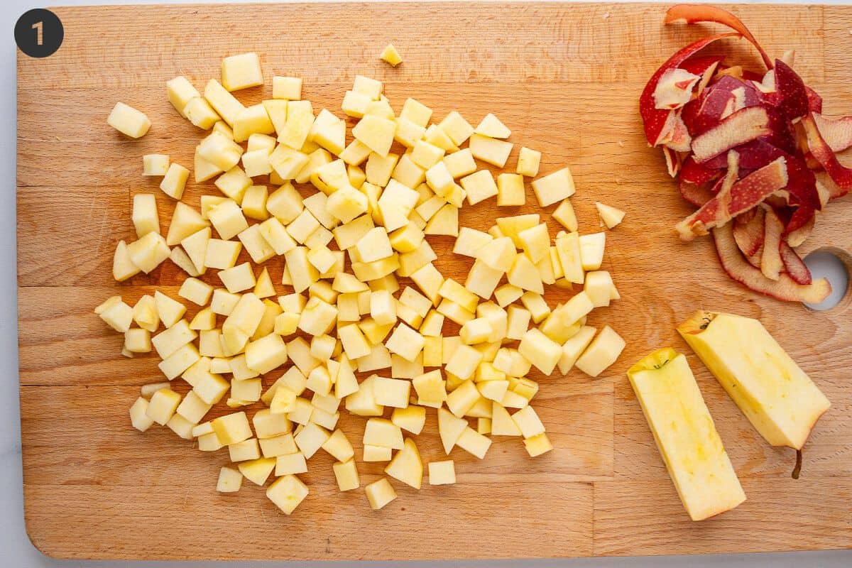 Apples peeled and chopped into cubes