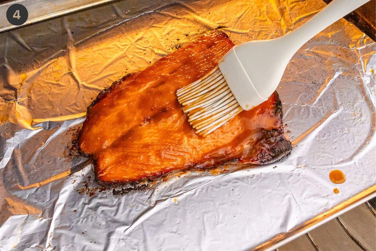 Extra miso brushed onto salmon during bake