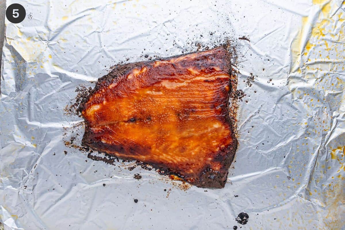 Baked salmon fillet straight out of the oven