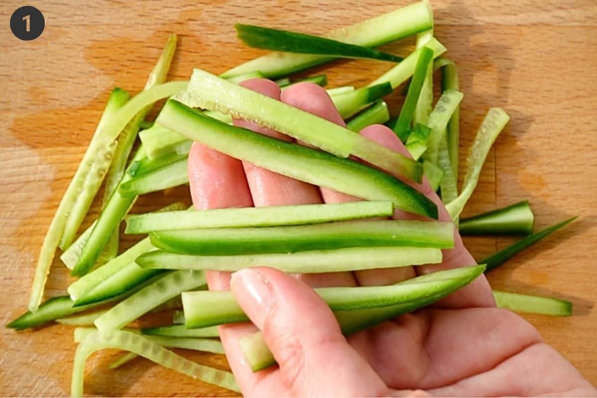 Cucumber sliced into thin slices