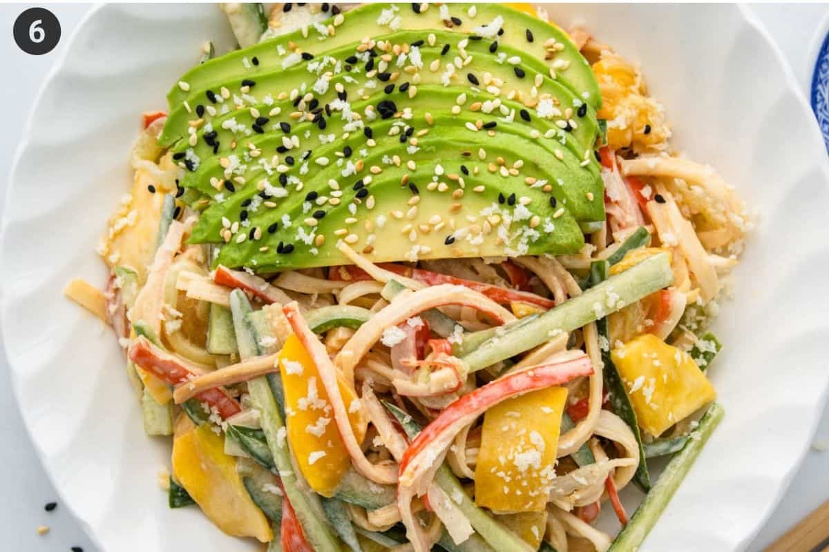 Garnish of sesame seeds and panko breadcrumbs