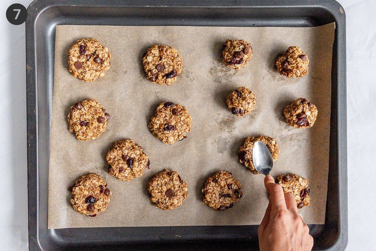 Teaspoon used to flatten each rolled ball to make cookie shapes